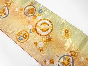 雪輪に鶴・花模様織り出し袋帯